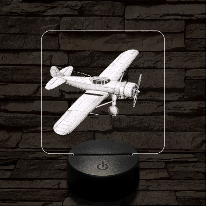 Kis vadászrepülő 7 színű valósághű 3D led lámpa