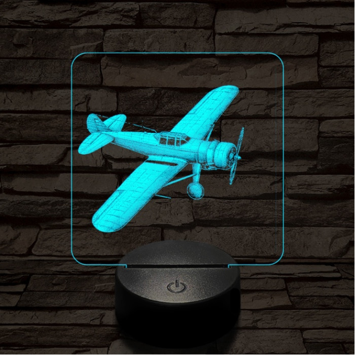 Kis vadászrepülő 7 színű valósághű 3D led lámpa
