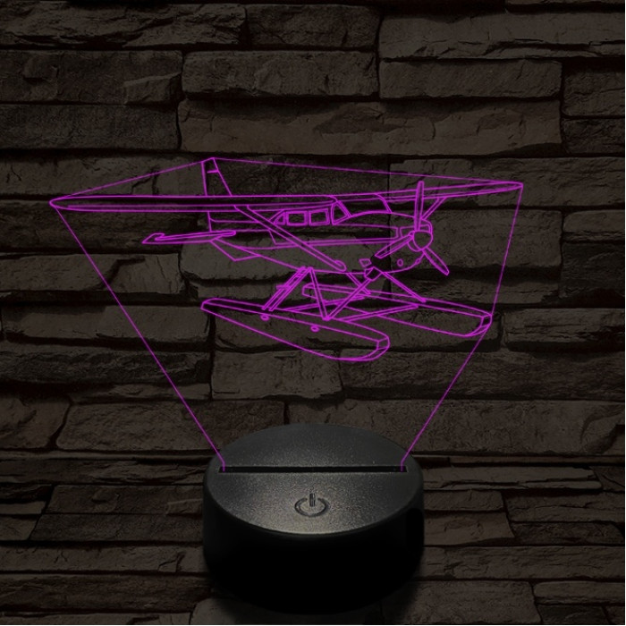 Cessna 185 kétéltű repülő 7 színű  3D led lámpa