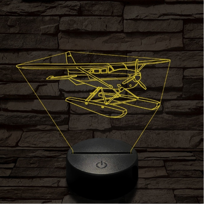 Cessna 185 kétéltű repülő 7 színű  3D led lámpa