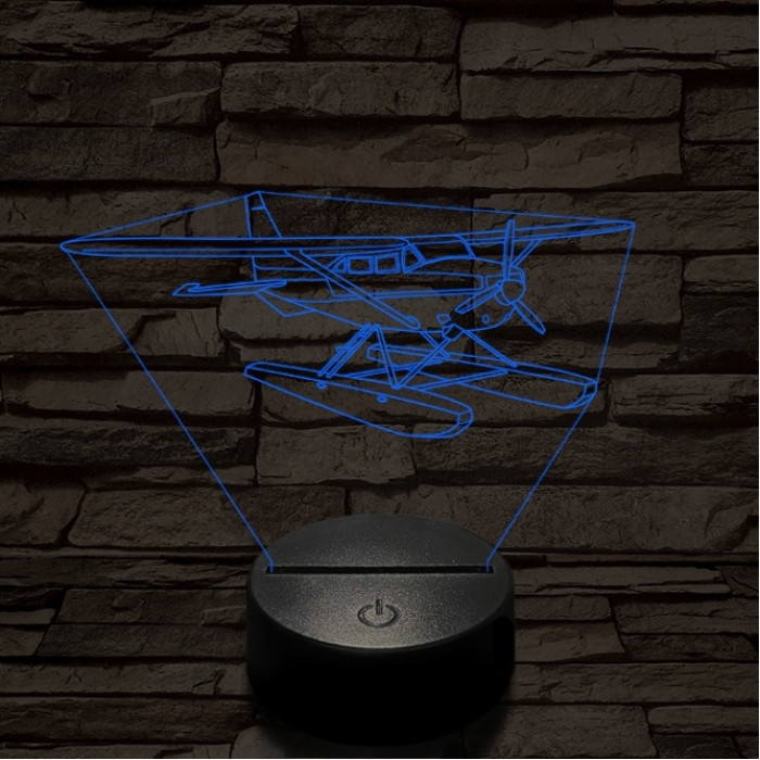 Cessna 185 kétéltű repülő 7 színű  3D led lámpa