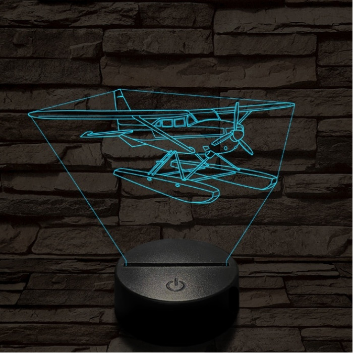 Cessna 185 kétéltű repülő 7 színű  3D led lámpa