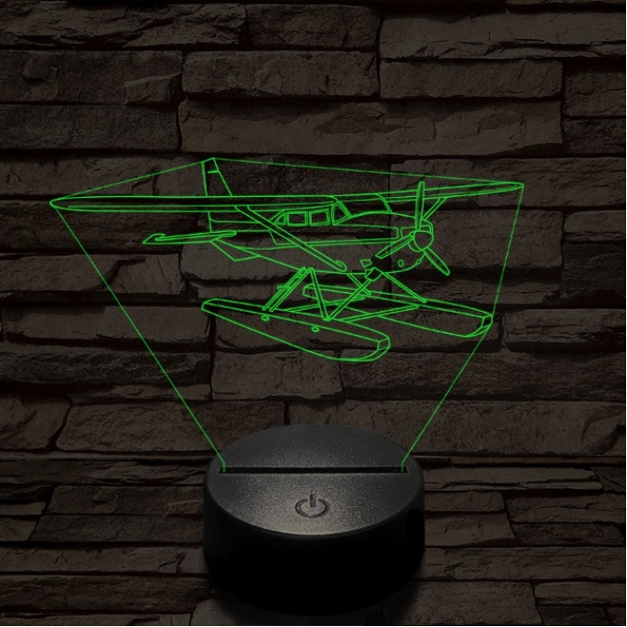 Cessna 185 kétéltű repülő 7 színű  3D led lámpa