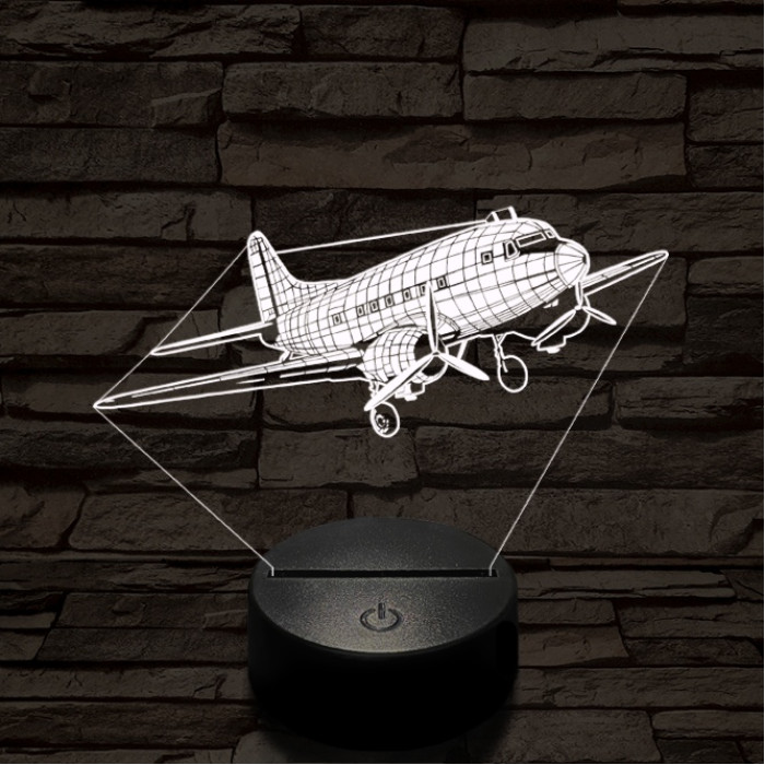 LI2 repülőgép 7 színű  3D led lámpa