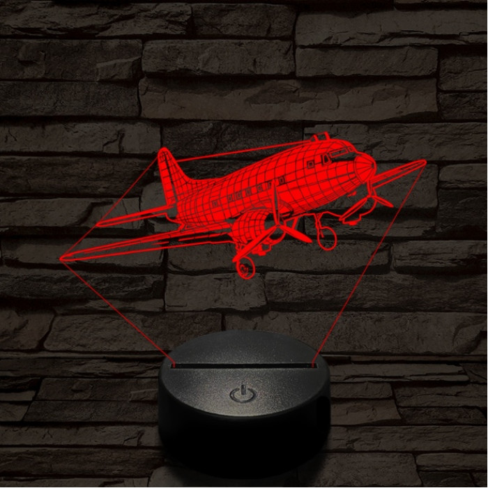 LI2 repülőgép 7 színű  3D led lámpa