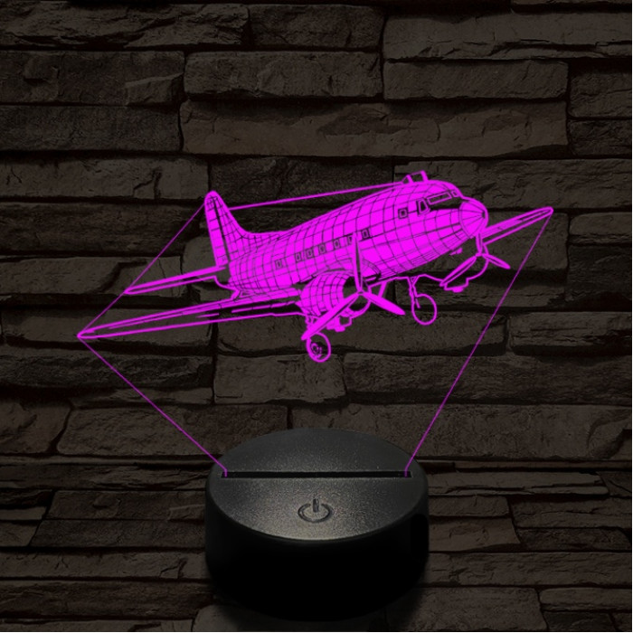 LI2 repülőgép 7 színű  3D led lámpa