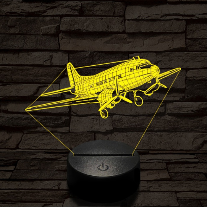 LI2 repülőgép 7 színű  3D led lámpa