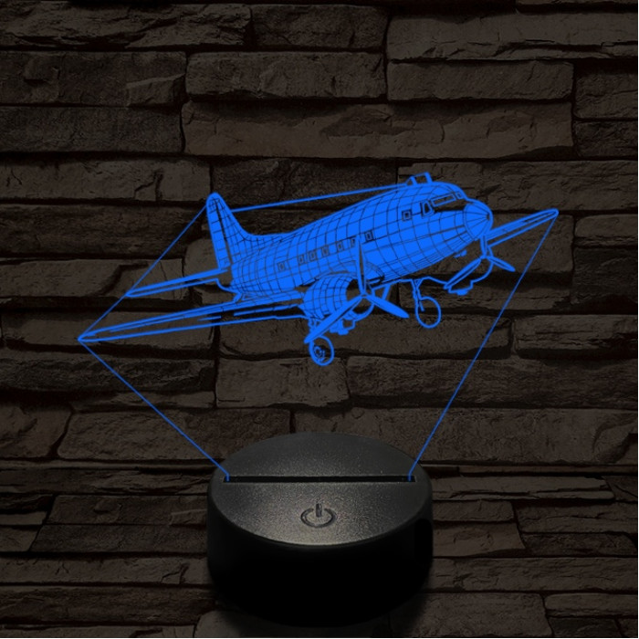 LI2 repülőgép 7 színű  3D led lámpa
