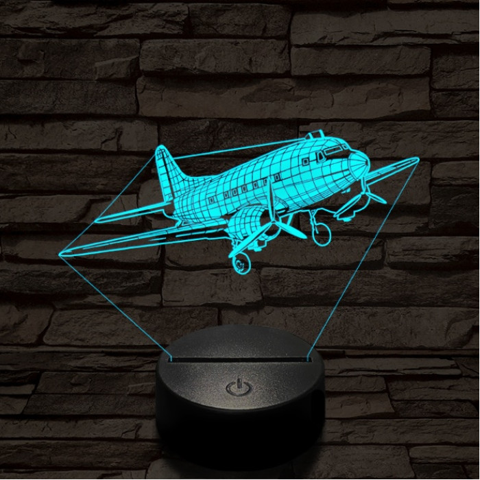 LI2 repülőgép 7 színű  3D led lámpa