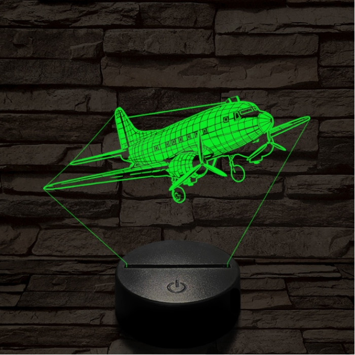 LI2 repülőgép 7 színű  3D led lámpa