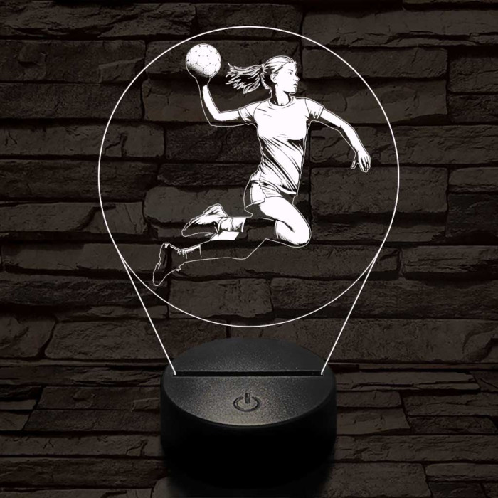 Kézilabdás lány körben 7 színű 3D led lámpa