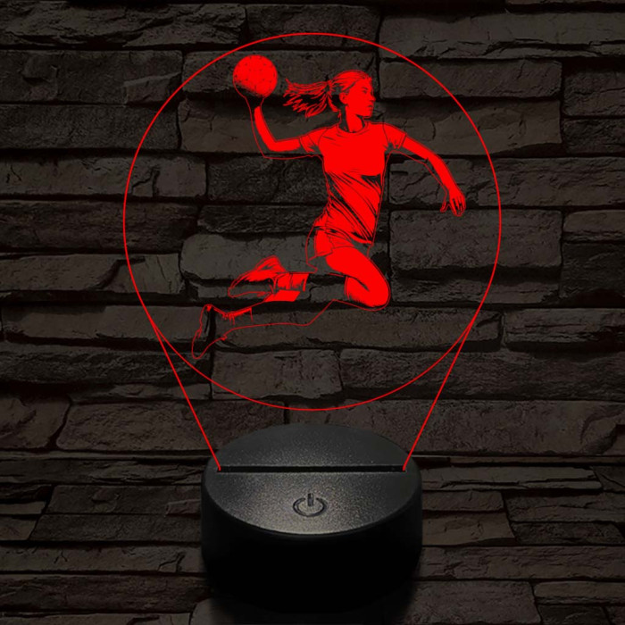 Kézilabdás lány körben 7 színű 3D led lámpa