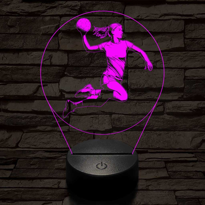 Kézilabdás lány körben 7 színű 3D led lámpa
