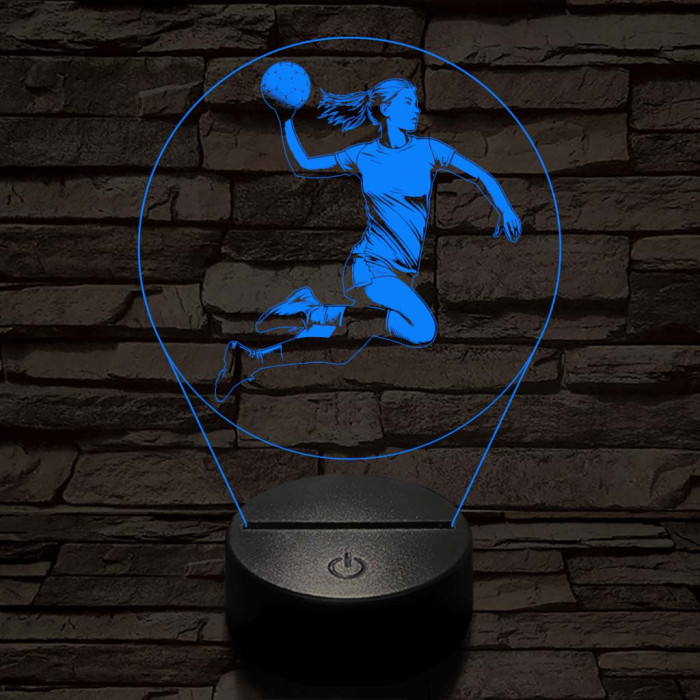 Kézilabdás lány körben 7 színű 3D led lámpa
