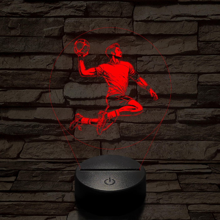 Kézilabdás srác körben 7 színű 3D led lámpa