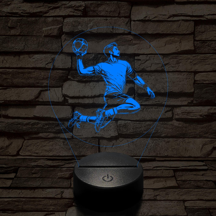 Kézilabdás srác körben 7 színű 3D led lámpa
