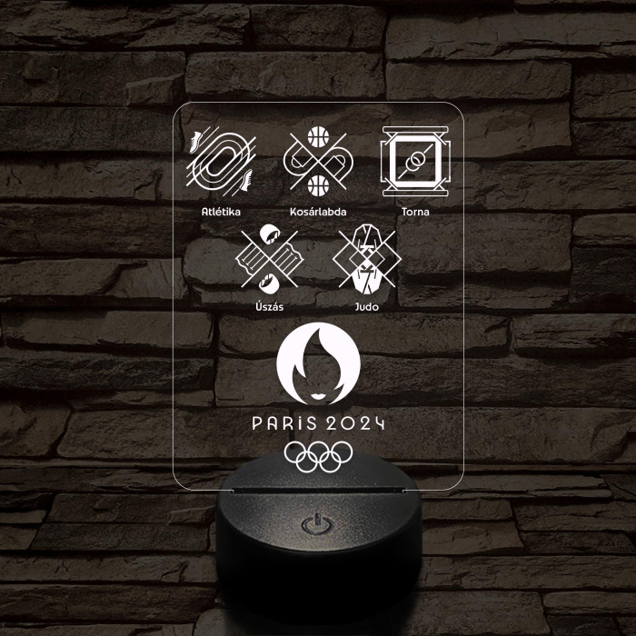 Olimpia 2024 öt sportág piktogramjával 7 színű 3D led lámpa