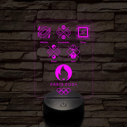 Olimpia 2024 öt sportág piktogramjával 7 színű 3D led lámpa