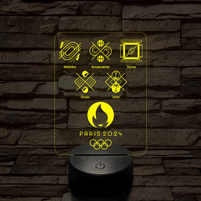 Olimpia 2024 öt sportág piktogramjával 7 színű 3D led lámpa
