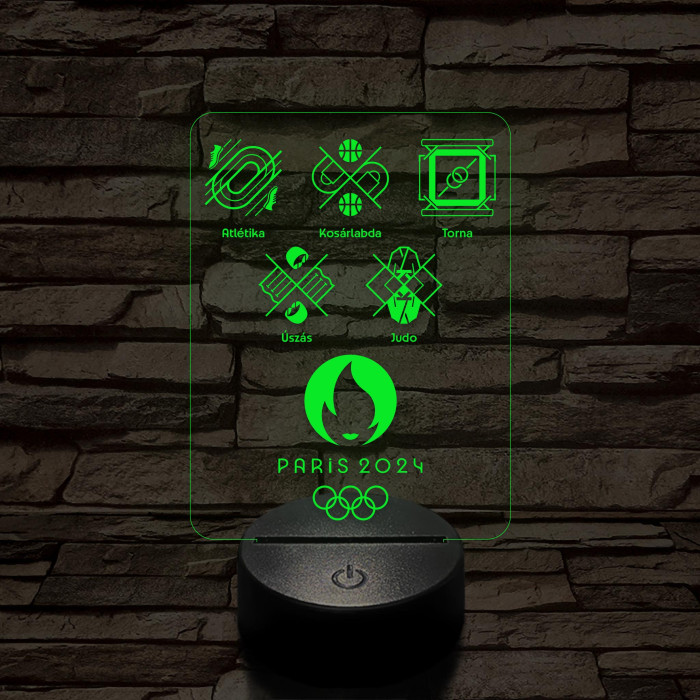 Olimpia 2024 öt sportág piktogramjával 7 színű 3D led lámpa