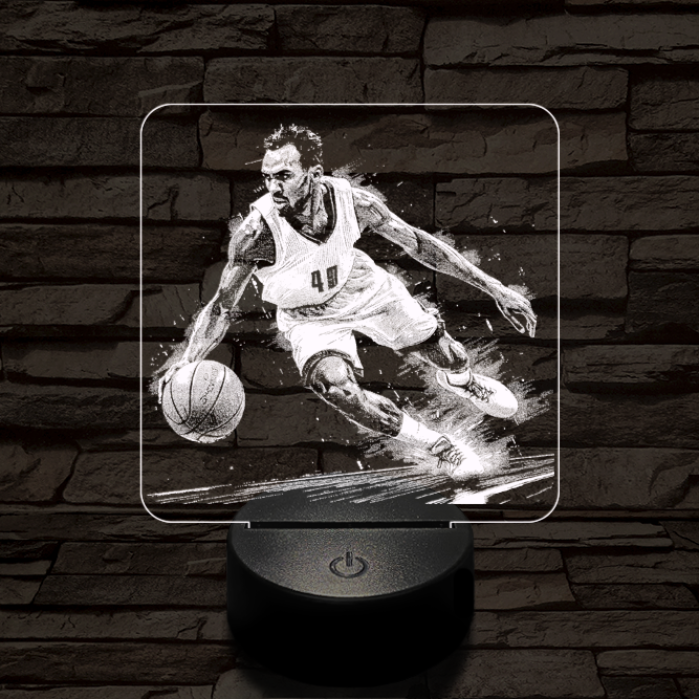 Kosárlabdás akcióban 7 színű valósághű 3D led lámpa