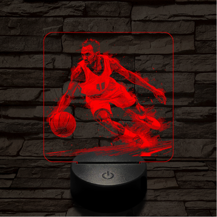 Kosárlabdás akcióban 7 színű valósághű 3D led lámpa