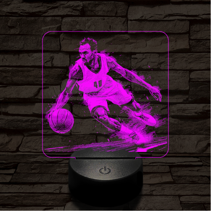 Kosárlabdás akcióban 7 színű valósághű 3D led lámpa