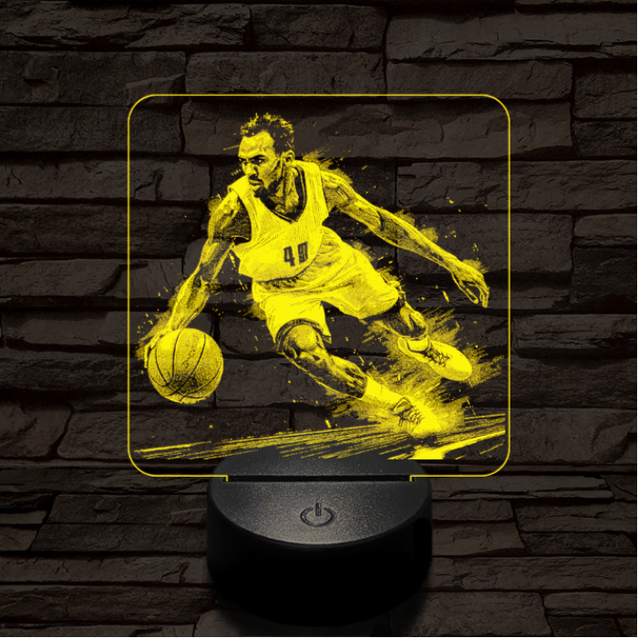Kosárlabdás akcióban 7 színű valósághű 3D led lámpa
