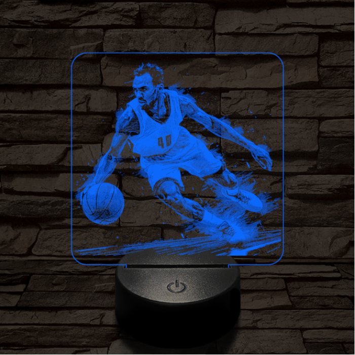 Kosárlabdás akcióban 7 színű valósághű 3D led lámpa