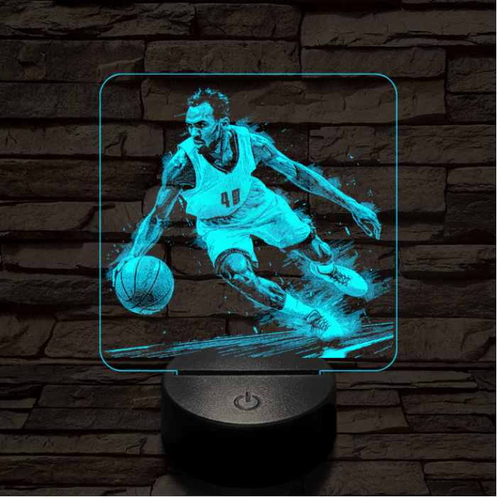 Kosárlabdás akcióban 7 színű valósághű 3D led lámpa