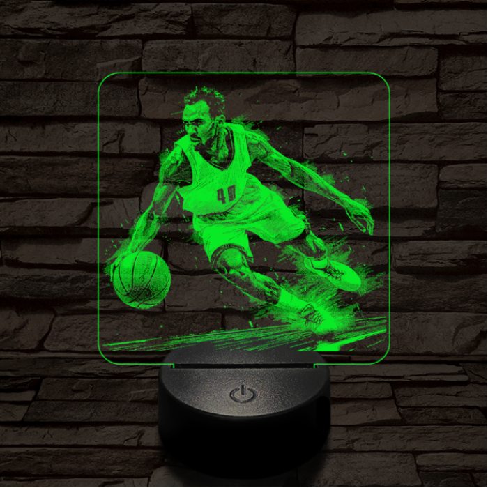 Kosárlabdás akcióban 7 színű valósághű 3D led lámpa