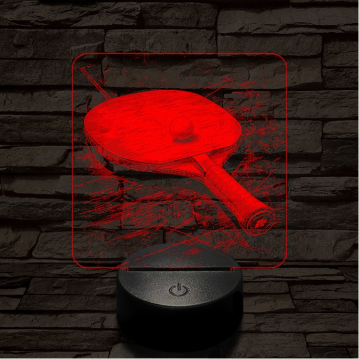 Pingpong ütő 7 színű valósághű 3D led lámpa