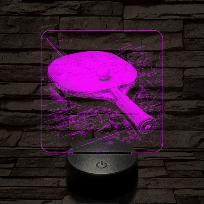 Pingpong ütő 7 színű valósághű 3D led lámpa