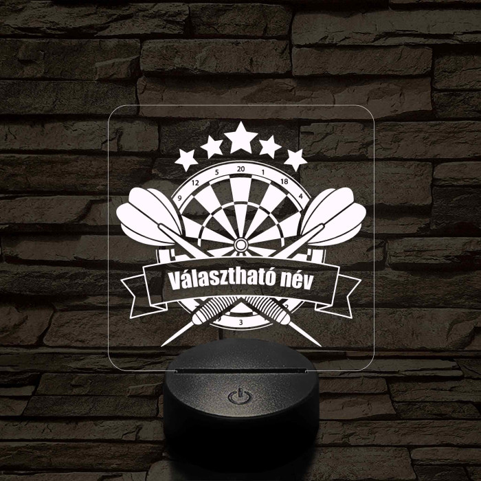 Személyre szabott darts tábla 3D illúzió led lámpa – Gravírozott Névvel