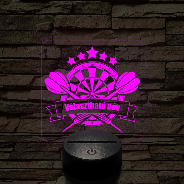 Személyre szabott darts tábla 3D illúzió led lámpa – Gravírozott Névvel