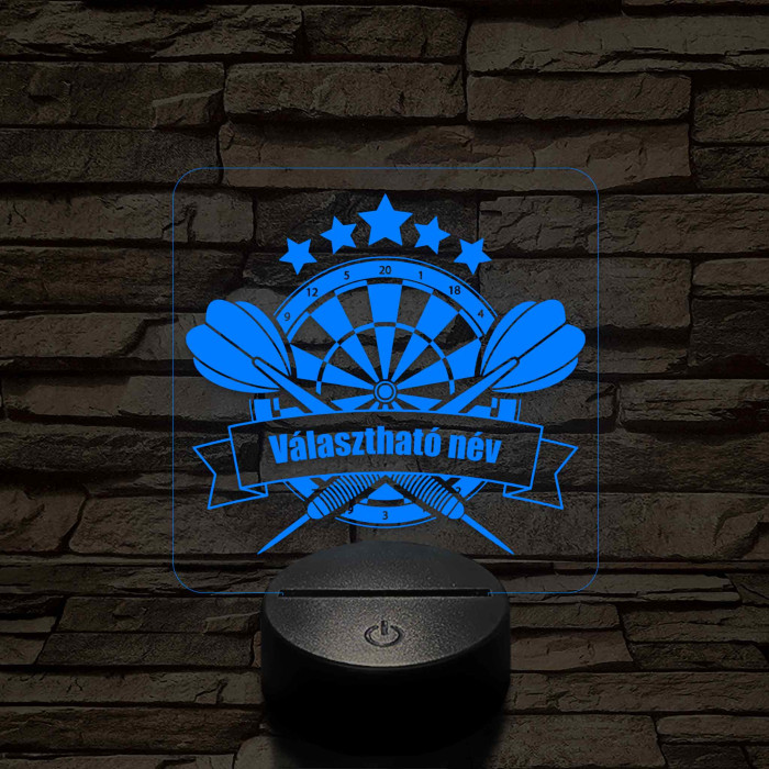 Személyre szabott darts tábla 3D illúzió led lámpa – Gravírozott Névvel