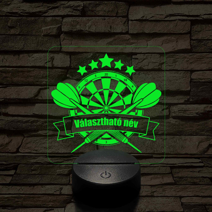 Személyre szabott darts tábla 3D illúzió led lámpa – Gravírozott Névvel