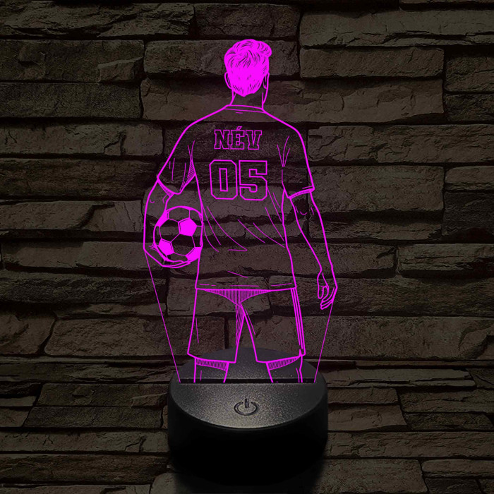 Focista fiú – Névvel és Számmal kérhető 7 színű 3D led lámpa