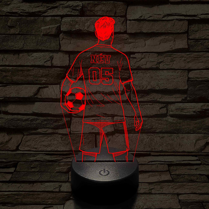 Focista fiú – Névvel és Számmal kérhető 7 színű 3D led lámpa