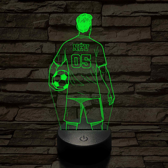 Focista fiú – Névvel és Számmal kérhető 7 színű 3D led lámpa