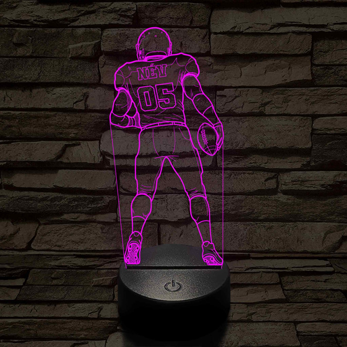 Amerikai Focista – Névvel és Számmal kérhető 7 színű 3D led lámpa
