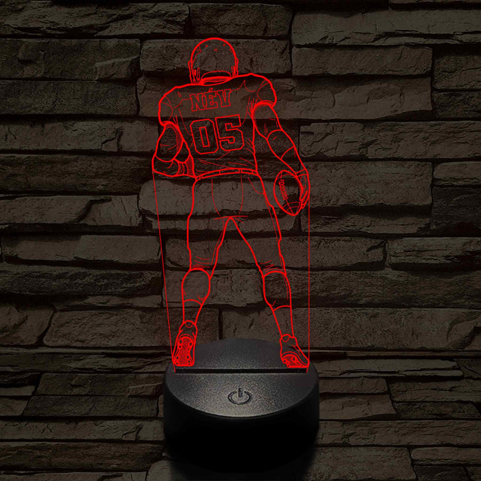 Amerikai Focista – Névvel és Számmal kérhető 7 színű 3D led lámpa