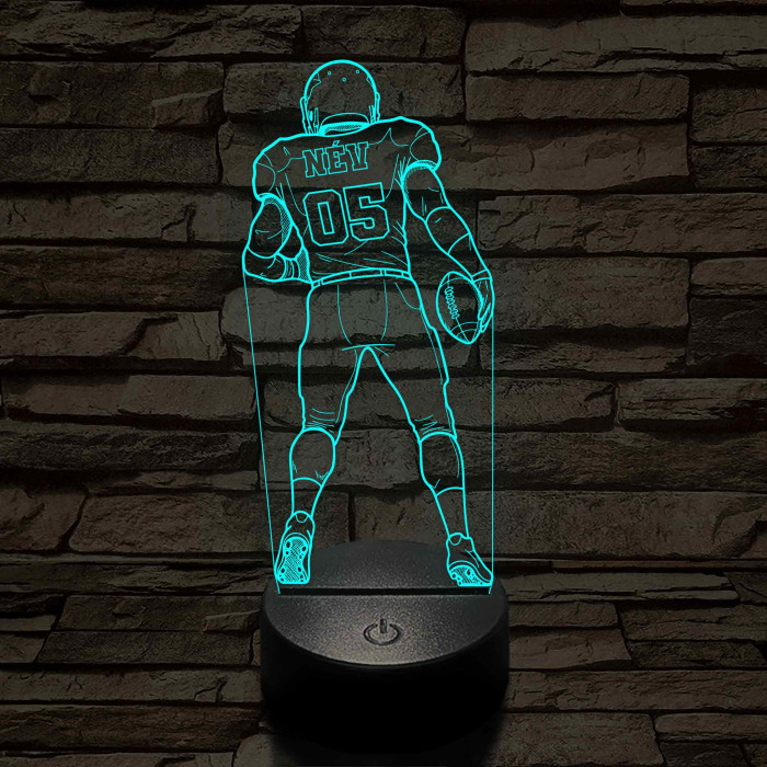 Amerikai Focista – Névvel és Számmal kérhető 7 színű 3D led lámpa