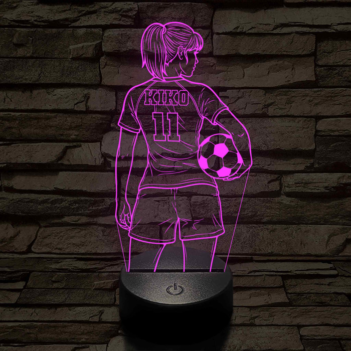 Focista lány – Névvel és Számmal kérhető 7 színű, színváltós 3D led lámpa