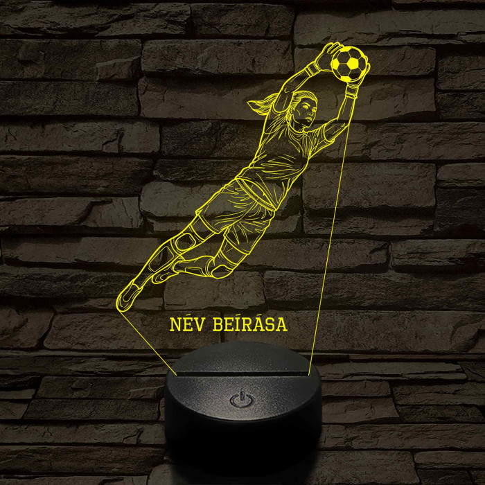 Kapus lány labdával – 7 színű, színváltós 3D LED lámpa