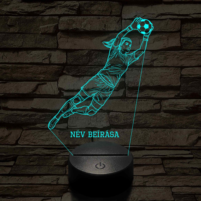 Kapus lány labdával – 7 színű, színváltós 3D LED lámpa
