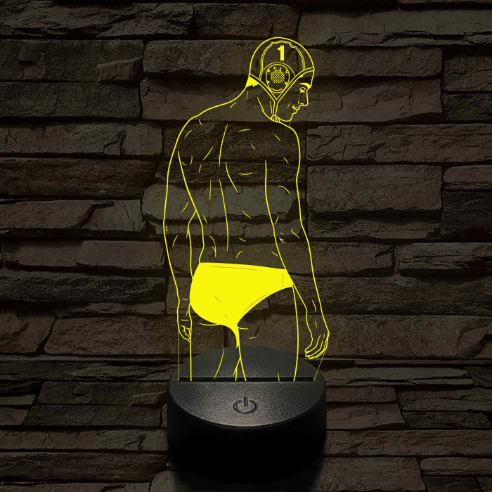 Vízilabdás fiú – Számmal kérhető 7 színű 3D led lámpa