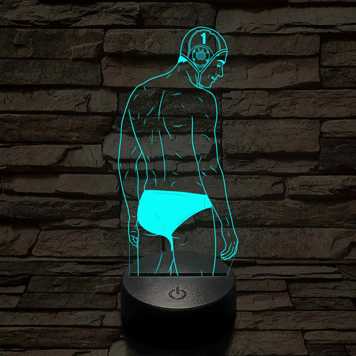 Vízilabdás fiú – Számmal kérhető 7 színű 3D led lámpa