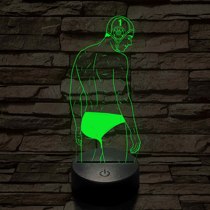Vízilabdás fiú – Számmal kérhető 7 színű 3D led lámpa