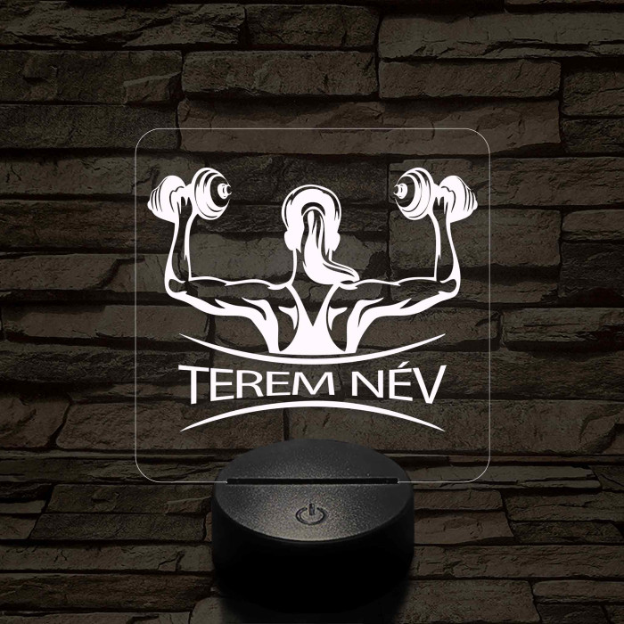Fitness női alak – 7 színű, színváltós 3D LED lámpa (személynévvel is gravírozható)